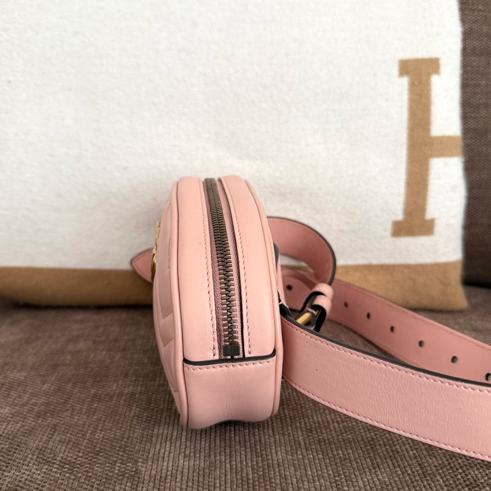 Authentic Gucci GG Marmont Matelassé Leather Belt Bag Waist bag light pink - Picture 7 of 16